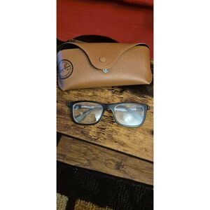 Ray-Ban RB 1549 3633 Black/Silver Full Rim Square Eyeglasses Frame 48-16-125 EUC